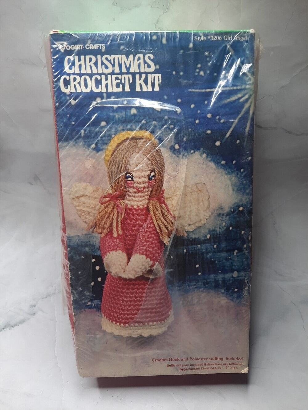 Vintage Vogart Crafts Christmas Crochet Kit 3206 Girl Angel 9 inches